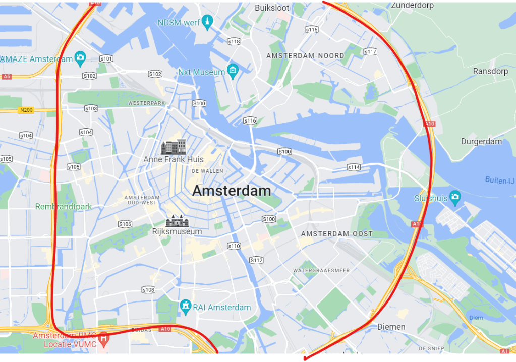 Map of Amsterdam City Ring